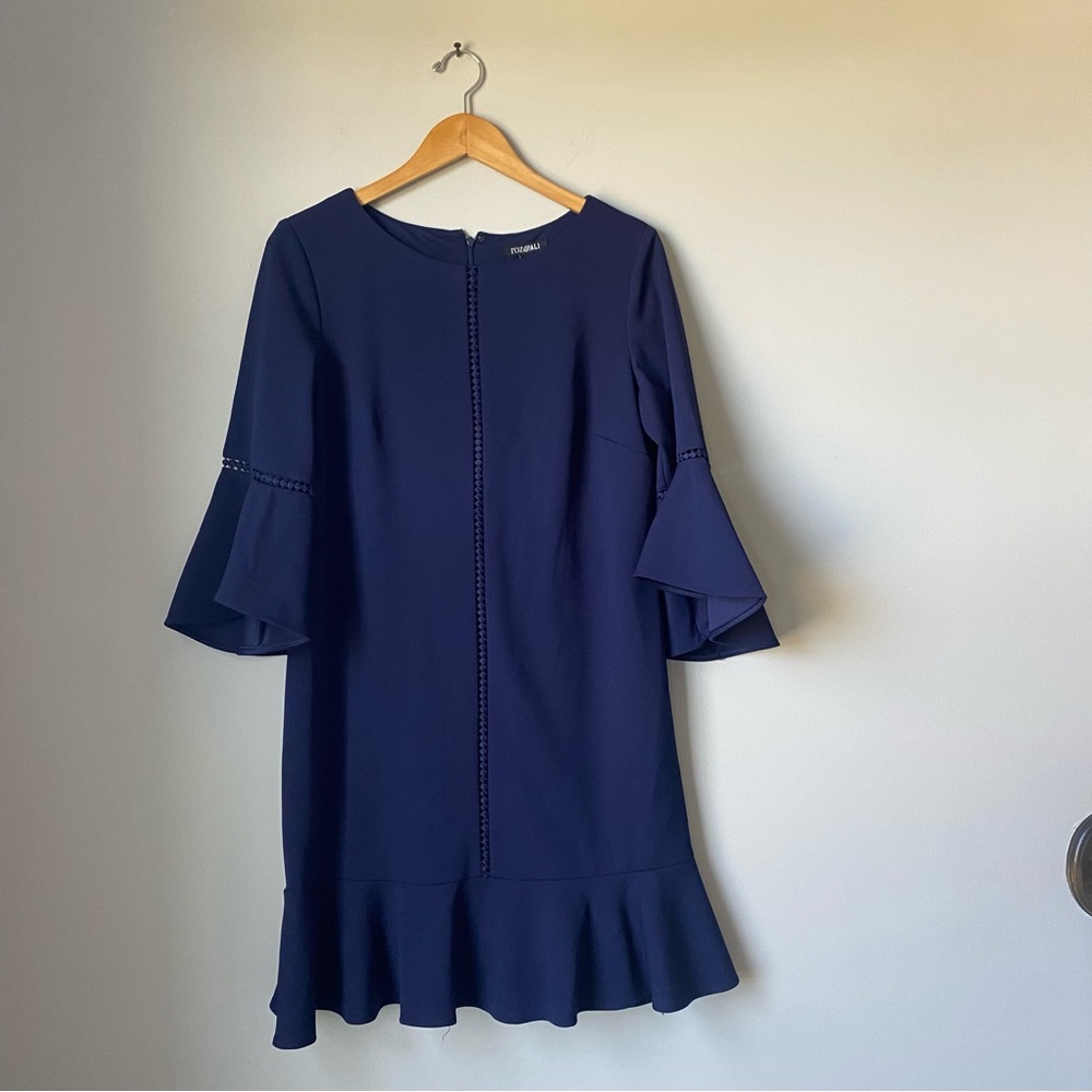 Roz & Ali navy dress with bell sleeves size 12